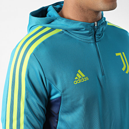 Adidas Sportswear - Sweat Col Zippé Capuche A Bandes Juventus HA2632 Turquoise
