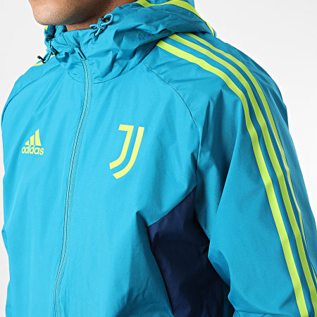 Adidas Sportswear - Juventus HA2646 Giacca con cappuccio e zip a righe turchesi