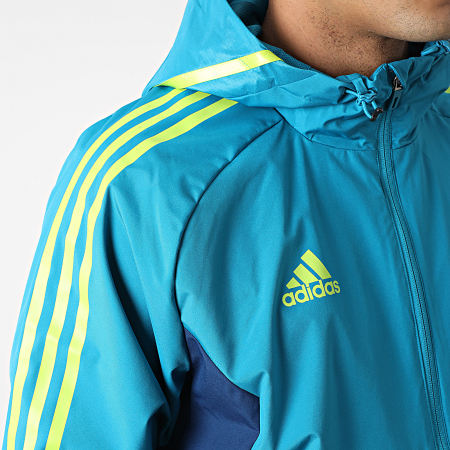 Adidas Sportswear - Juventus HA2646 Giacca con cappuccio e zip a righe turchesi