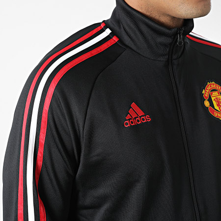 Adidas Sportswear - Giacca con zip a righe nere Manchester United FC DNA HE6671