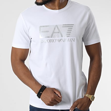 EA7 Emporio Armani - Tee Shirt 6LPT62-PJ03Z Blanc Argenté