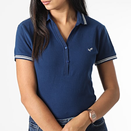 Polo Femme Manches Courtes Slim Fasic Bleu Marine