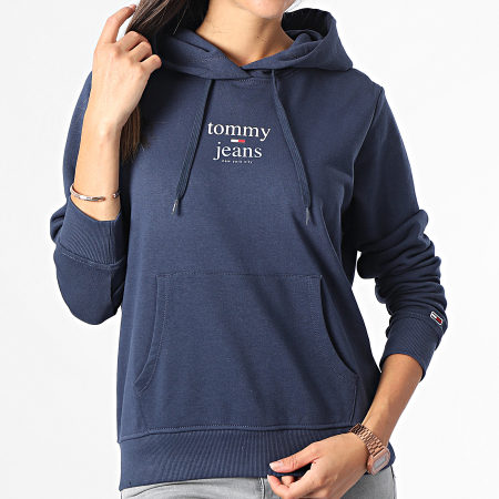 Tommy Jeans - Felpa con cappuccio Essential Logo 3573 Donna Blu Navy