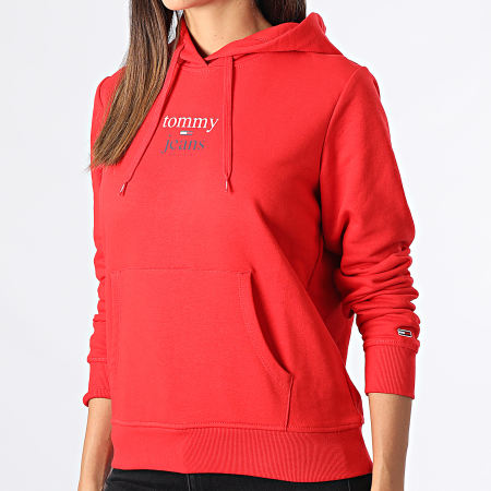 Tommy Jeans - Sudadera de mujer con capucha Essential Logo 3573 Rojo