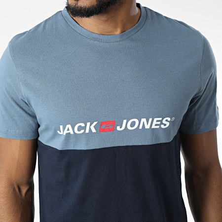 Jack And Jones - Tee Shirt Corp Block Bleu Marine Bleu Clair