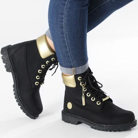 Timberland - Boots Femme 6 Inch Heritage Waterproof A5RRM Black Nubuck Gold