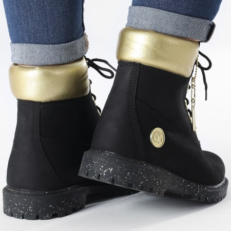 Timberland - Boots Femme 6 Inch Heritage Waterproof A5RRM Black Nubuck Gold