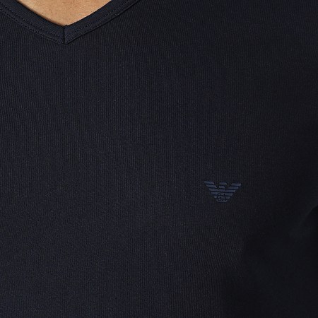 Emporio Armani - Lote de 2 camisetas con cuello en V 111648-CC722 Azul marino