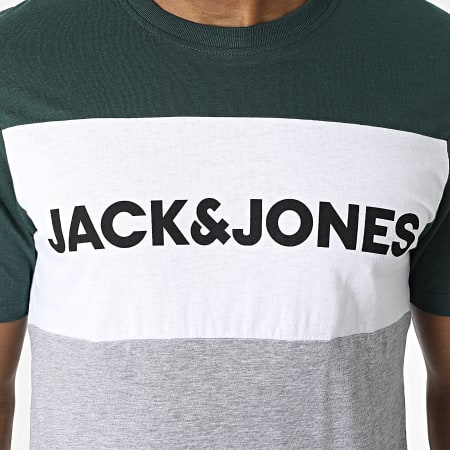 Jack And Jones - Maglietta con logo di blocco Grigio erica bianco verde