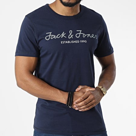 Jack And Jones - Lot De 3 Tee Shirts Berg Upscaled Vert Kaki Blanc Bleu Marine