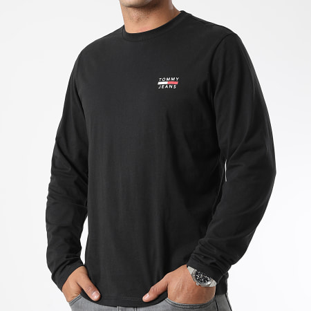 Tommy Jeans - Camiseta de manga larga con logotipo en el pecho 4316 Negro