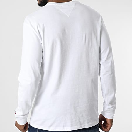 Tommy Jeans - Tee Shirt Manches Longues Tommy Signature 4028 Blanc