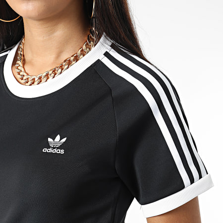 Adidas Originals - Tee Shirt Slim Femme 3 Stripes HM6411 Noir