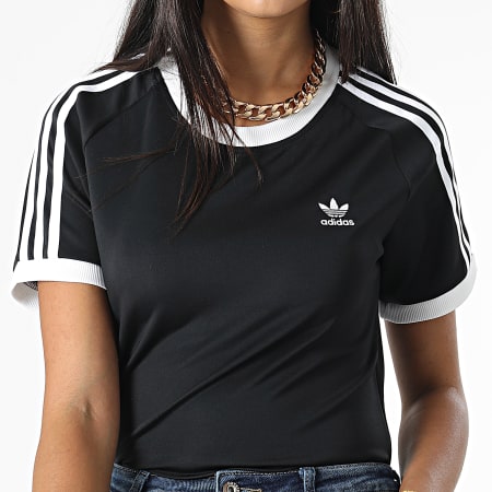 Adidas Originals - Tee Shirt Slim Femme 3 Stripes HM6411 Noir