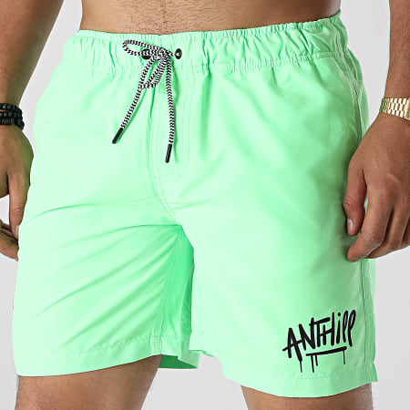 Anthill - Pantaloncini da bagno con logo verde fluo nero