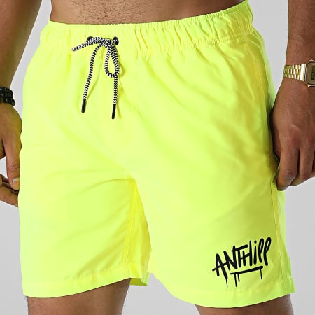 Anthill - Pantaloncini da bagno con logo Giallo Fluo Nero