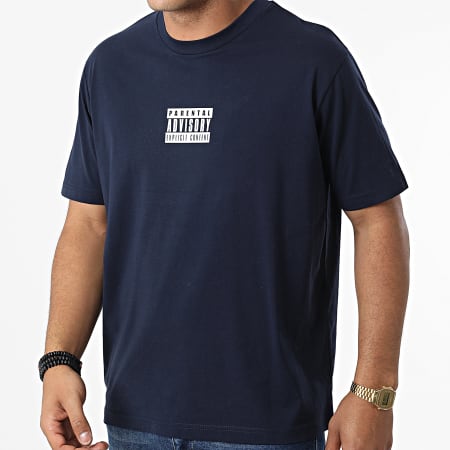 Parental Advisory - Tee Shirt Oversize Large Small Tag Bleu Marine Blanc