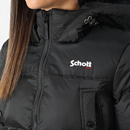 Schott NYC - Chaqueta larga con capucha para mujer Ohio Negro
