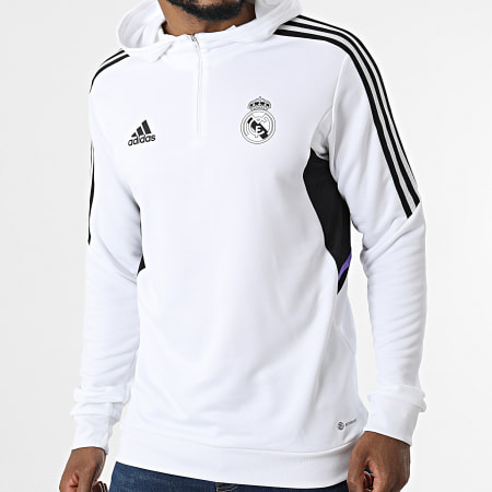 Adidas Sportswear Sweat Col Zipp Capuche A Bandes Real Madrid