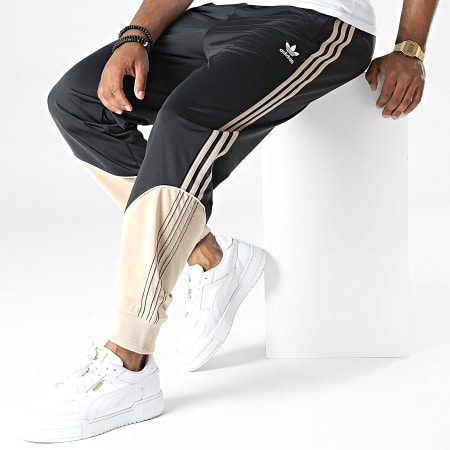 Adidas Originals - Pantalon Jogging A Bandes Tricot SST HI3004 Noir Beige