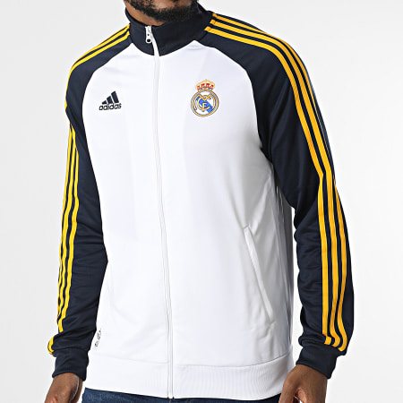 Adidas Sportswear - Veste Zippée A Bandes Real Madrid DNA HD1324 Blanc Bleu Marine