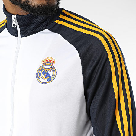 Adidas Sportswear - Veste Zippée A Bandes Real Madrid DNA HD1324 Blanc Bleu Marine