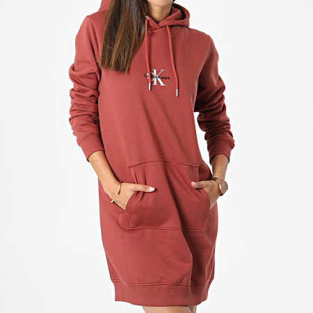 Calvin Klein - Vestido de mujer con capucha y monograma 9930 Brick