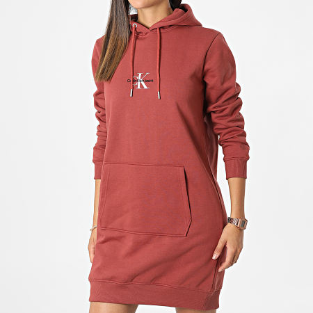 Calvin Klein - Vestido de mujer con capucha y monograma 9930 Brick