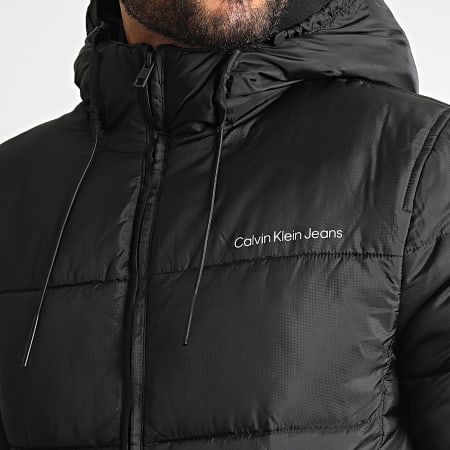 Calvin Klein - Doudoune Capuche Logo Tape Padded 0922 Noir