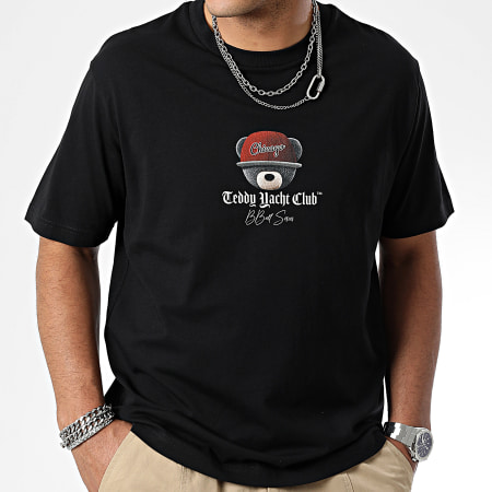 Teddy Yacht Club - Tee Shirt Oversize Large Chicago Cap BBall Series Nero