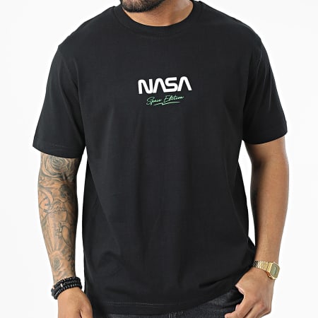 NASA - Tee Shirt Oversize Large Space Edition Noir Vert Fluo