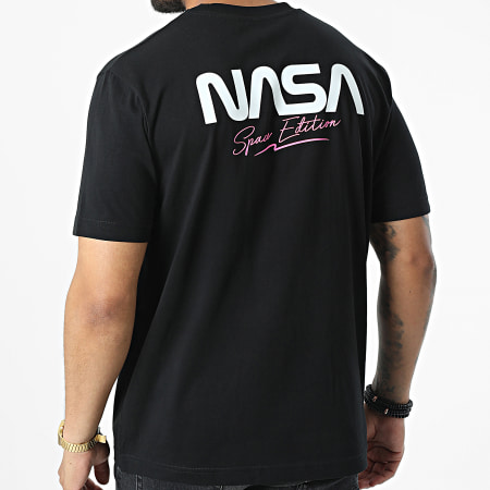 NASA - Oversize Camiseta Large Space Edition Negro Rosa Fluo