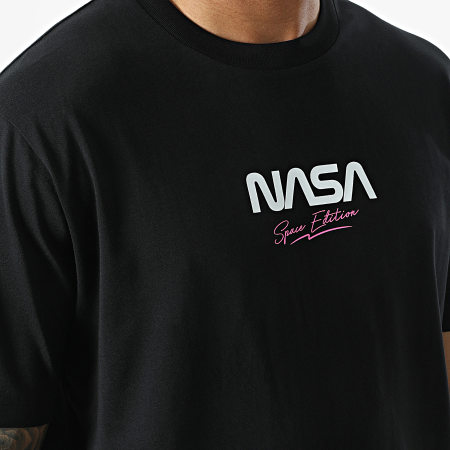 NASA - Tee Shirt Oversize Large Space Edition Noir Rose Fluo