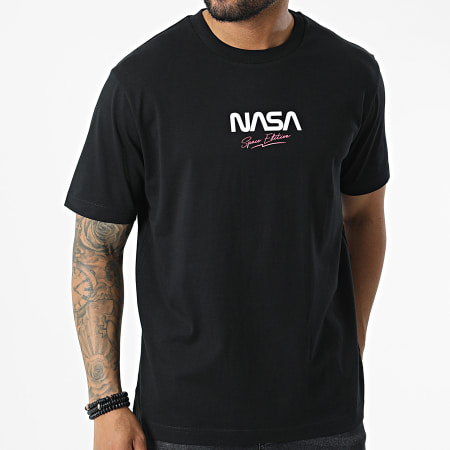 NASA - Oversize Camiseta Large Space Edition Negro Rosa Fluo