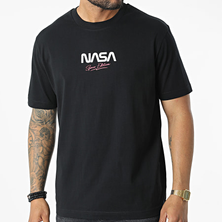 NASA - Tee Shirt Oversize Large Space Edition Nero Rosa Fluo