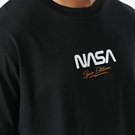 NASA - Tee Shirt Oversize Large Space Edition Noir Orange Fluo