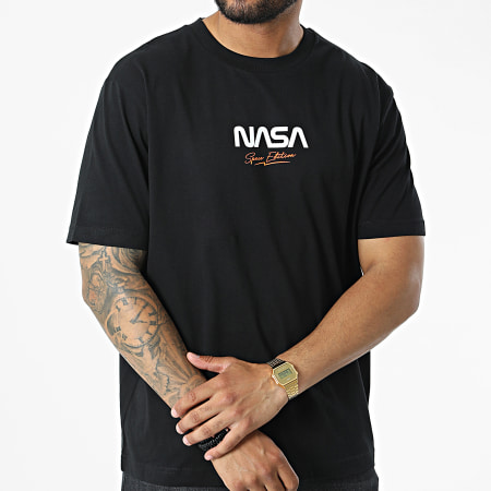 NASA - Oversize Camiseta Large Space Edition Negro Naranja Fluo
