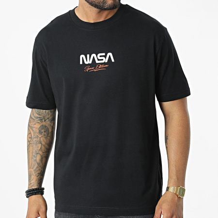 NASA - Oversize Camiseta Large Space Edition Negro Naranja Fluo