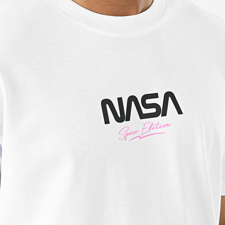 NASA - Tee Shirt Oversize Large Space Edition Bianco Rosa Fluo