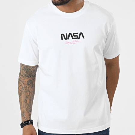 NASA - Oversize Camiseta Large Space Edition Blanco Rosa Fluo