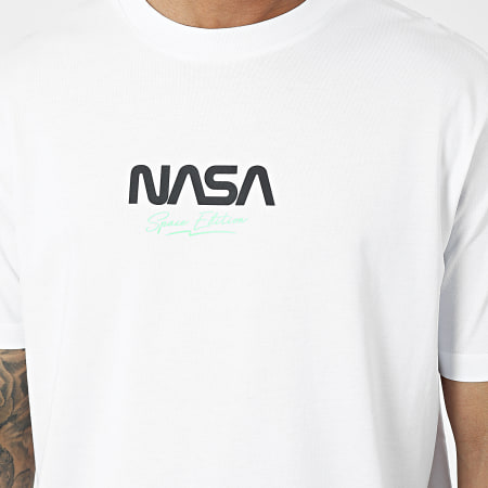 NASA - Oversize Camiseta Large Space Edition Blanco Verde Fluo
