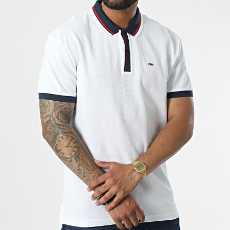 Tommy Jeans - Polo Manches Courtes Tipped Honeycomb 4100 Blanc