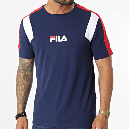 Fila - Tee Shirt A Bandes Bormio FAM0175 Bleu Marine