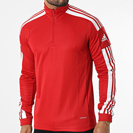 Adidas Sportswear - Sweat Col Zippé A Bandes Squad 21 GP6472 Rouge