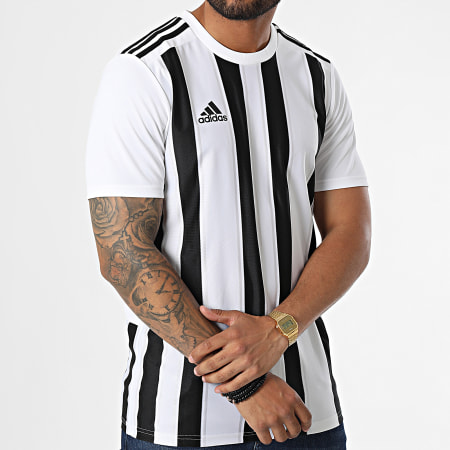 Camiseta adidas sales blanca rayas negras