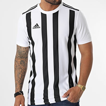 Camiseta adidas sales blanca rayas negras