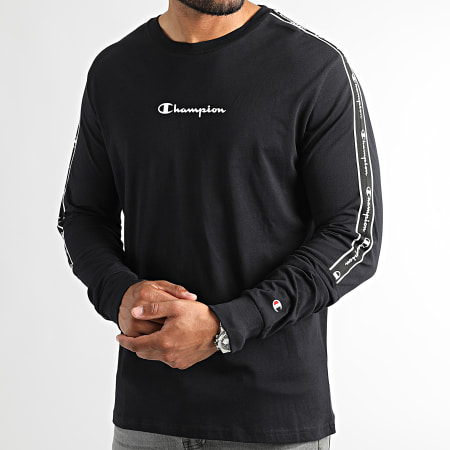 Champion Camiseta Manga Larga Con Rayas 217837 Negro Ryses