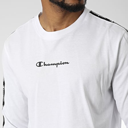 Champion - Tee Shirt Manches Longues A Bandes 217837 Blanc