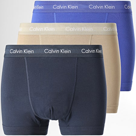 Calvin Klein - Set di 3 boxer U2662G Nero Blu Reale Beige