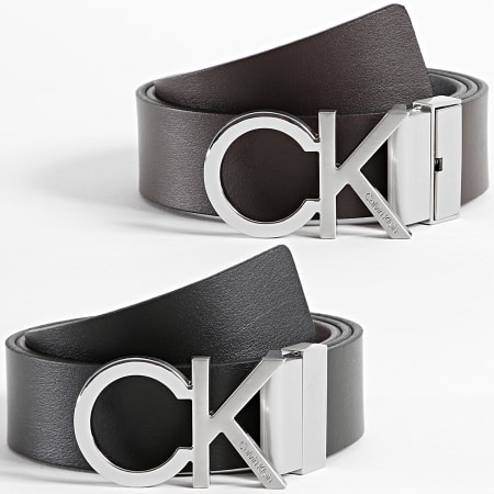 Calvin Klein - Cinturón Reversible Ajustable CK Metal 9644 Negro Marrón